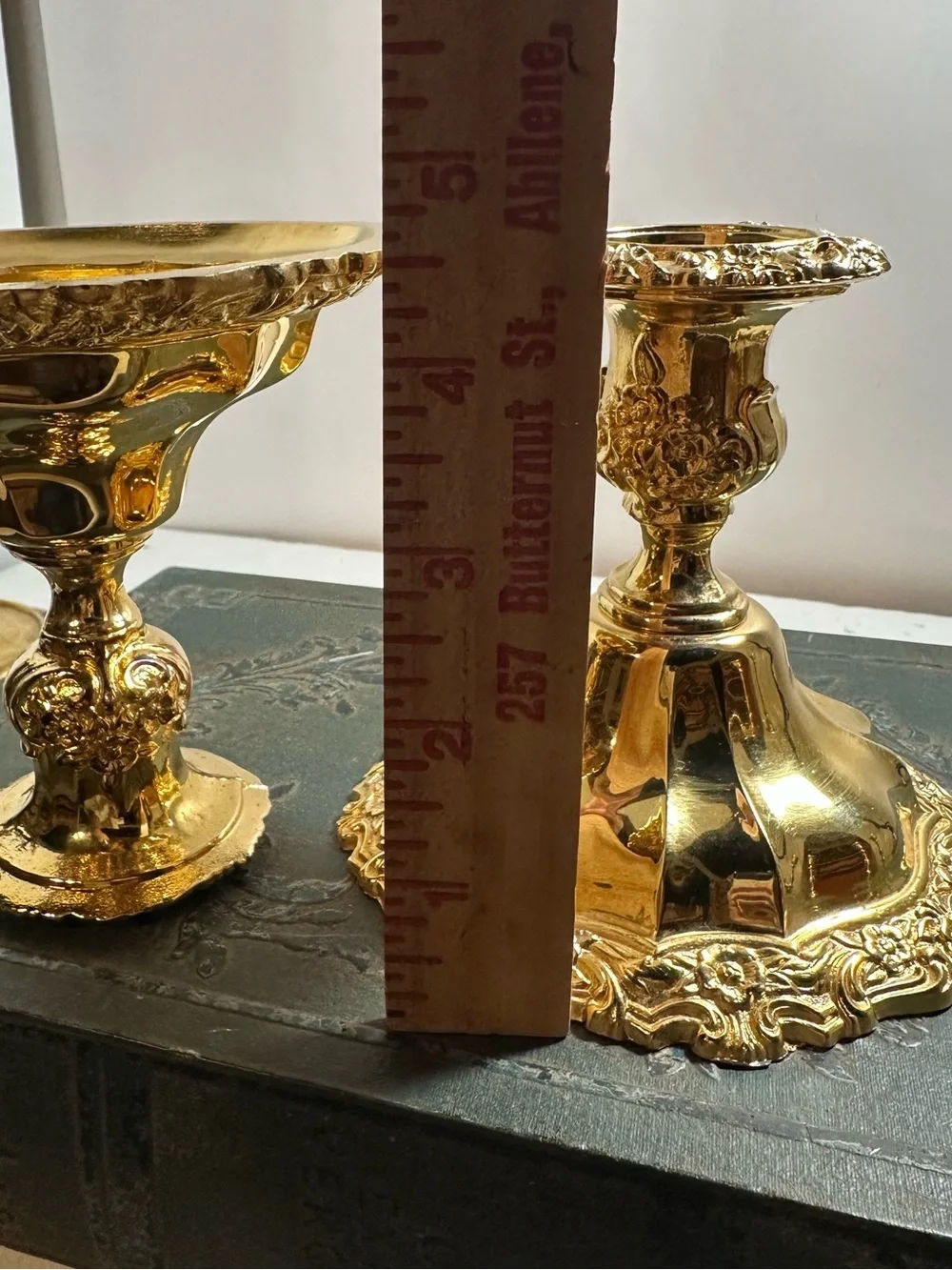 Brass Rococo-Style Candlestick Pair